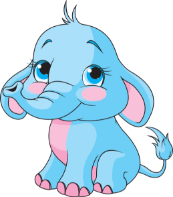 Cartoon elephant smiling.